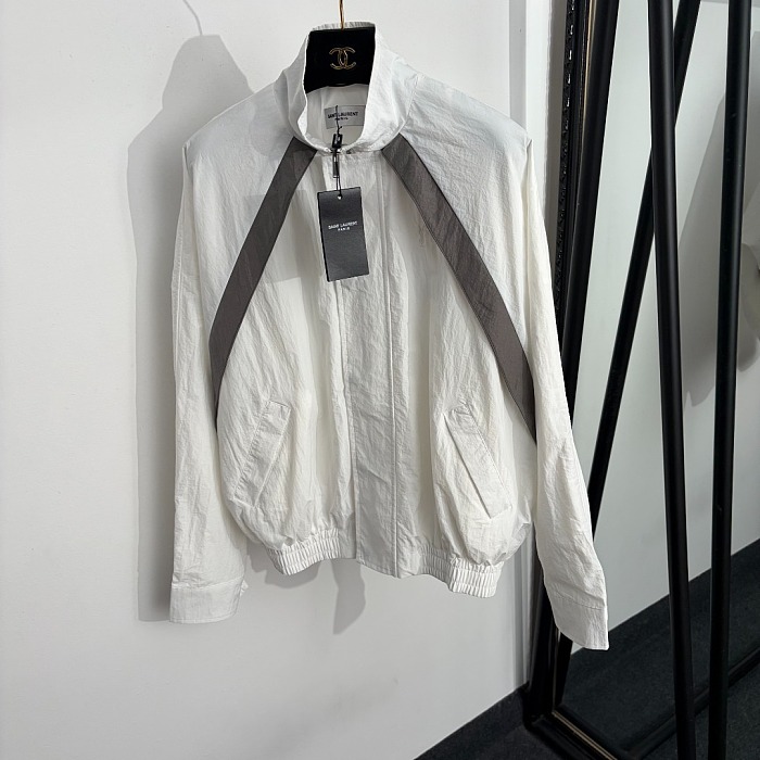 Colorblock Asymmetric Stand Collar Lightweight Long Sleeve Windbreaker Jacket