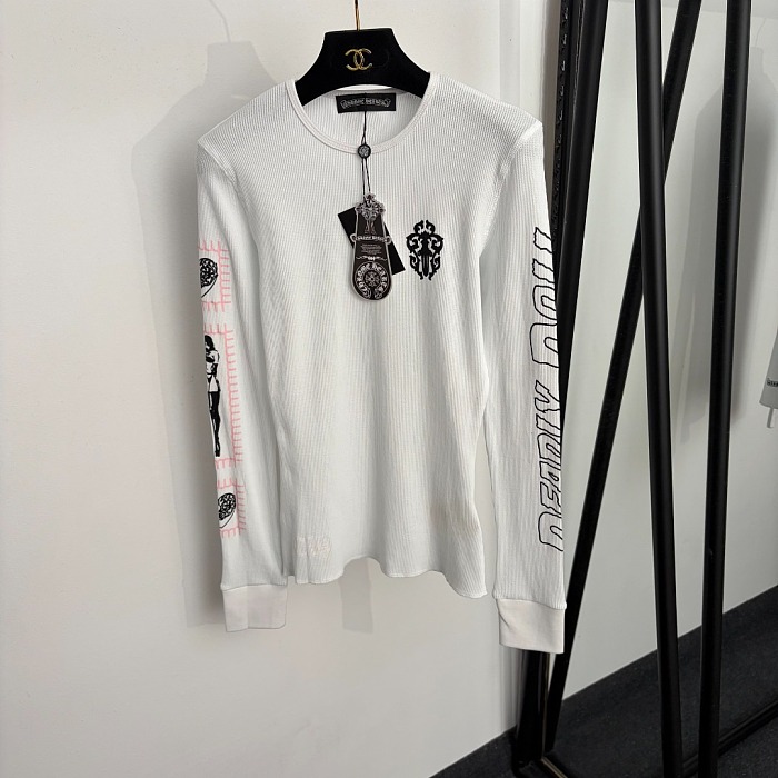 Graphic Horseshoe Print Long Sleeve Slim Fitting Tee Top