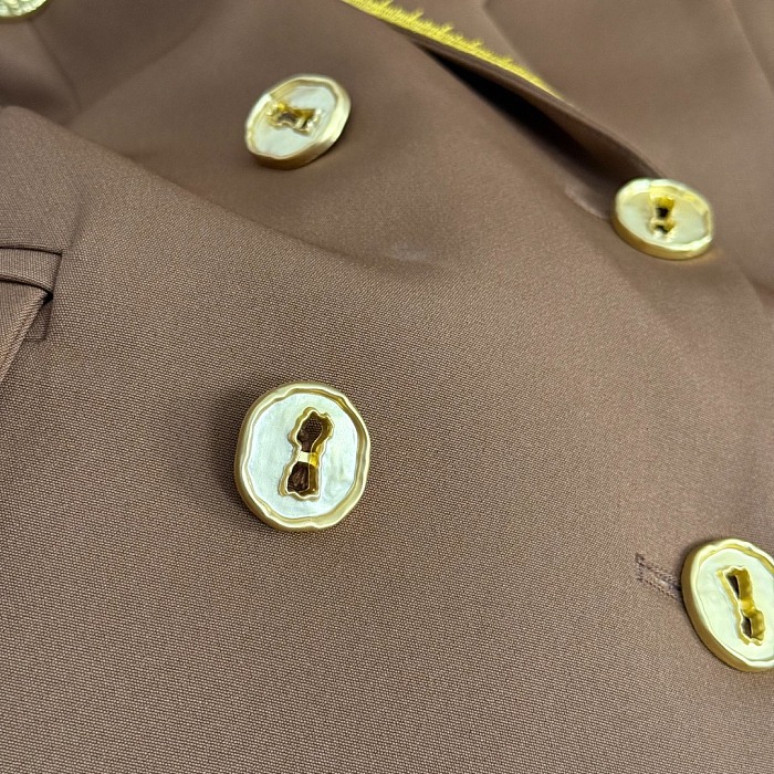 Custom Gold Button Double Breasted Lapel Slim Longline Coat