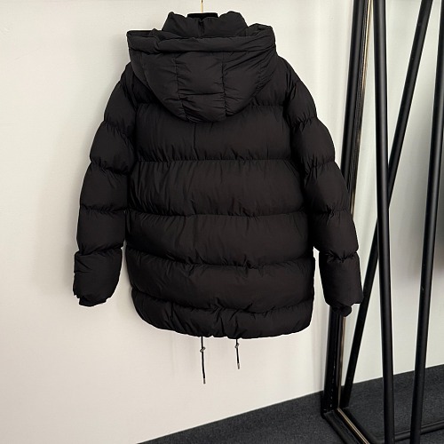 Detachable Hood Drawstring Hem Windproof Mid Length Padded Puffer Coat