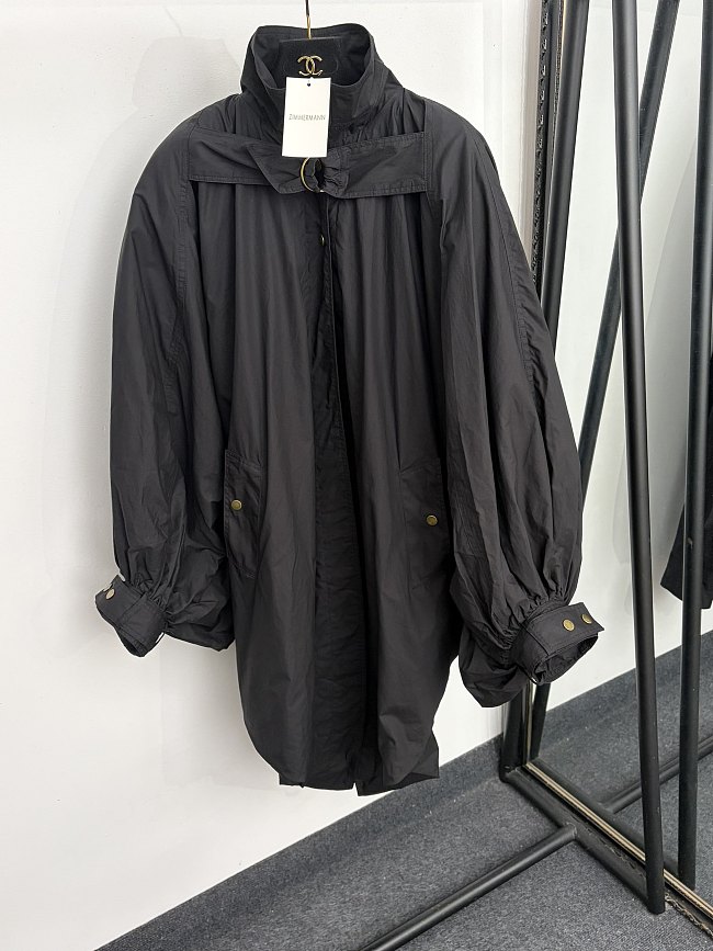 Oversized Lantern Sleeve Double Breasted Trench Coat