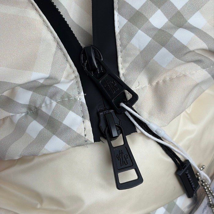 Classic Plaid Detachable Hood Zip Up Puffer Jacket