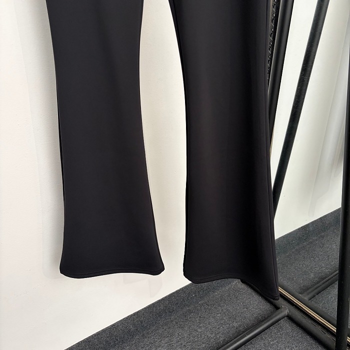 Metallic Keyhole Detail High Waist Slimming Flared Pants