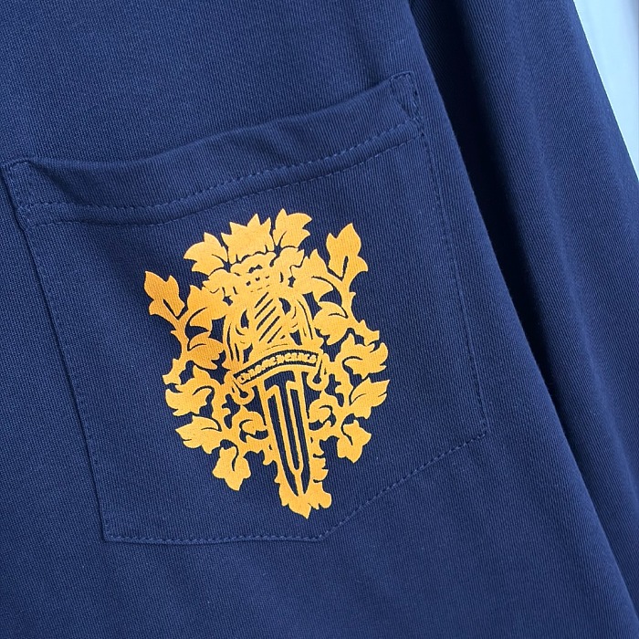 Back Graphic Print Single Pocket Pure Cotton Long Sleeve Tee