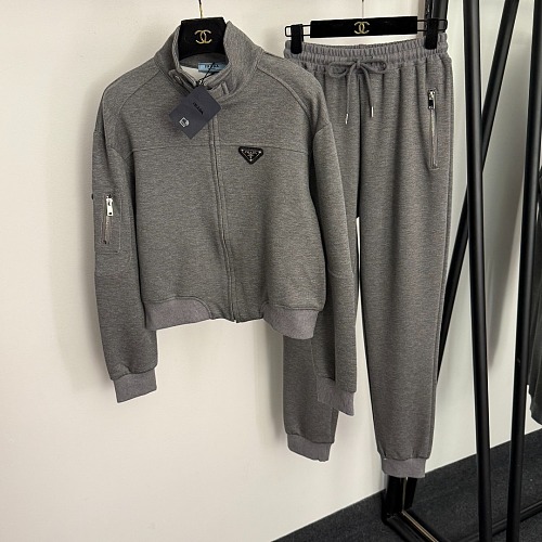 Triangular Graphic Stand Collar Zip Jacket And Cinch Jogger Tracksuit