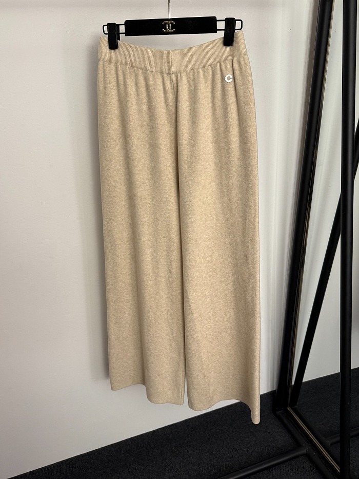Metallic Ring Detail Ribbed Knit Three Piece Pants Set