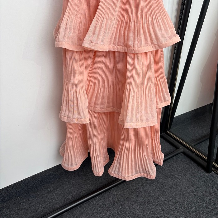 Ruffled Tiered Cami Maxi Dress With Belt