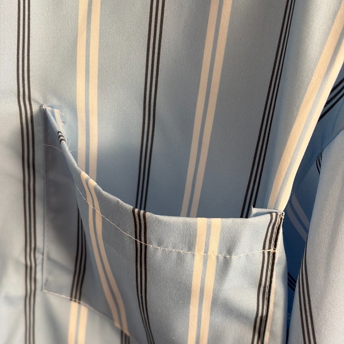 Oversized Striped Long Sleeve Button Up Shirt With Back Letter Print