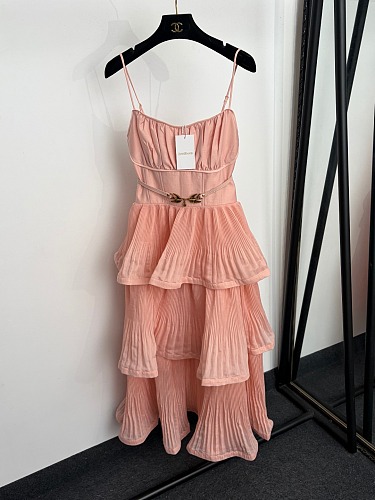 Ruffled Tiered Cami Maxi Dress With Belt