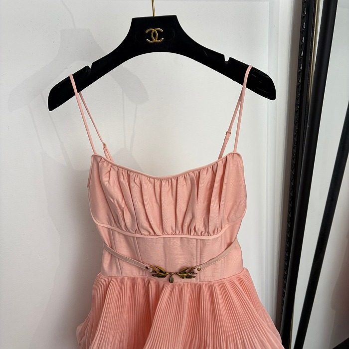 Ruffled Tiered Cami Maxi Dress With Belt