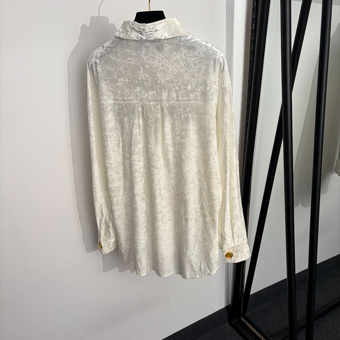 Metallic Thread Velvet Keyhole Blouse And Wide Leg Pants Set