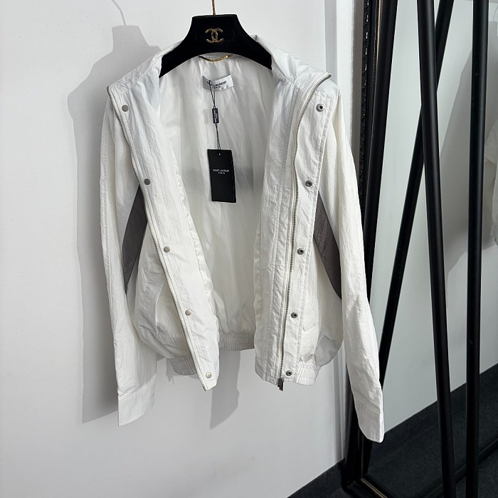 Colorblock Asymmetric Stand Collar Lightweight Long Sleeve Windbreaker Jacket