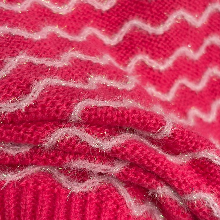 Scalloped Stripe V Neck Metallic Wool Blend Cardigan