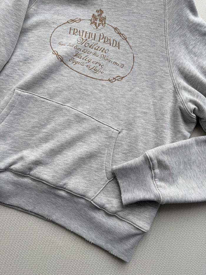 Vintage Oval Graphic Print Oversized Grey Cotton Sweatshirt