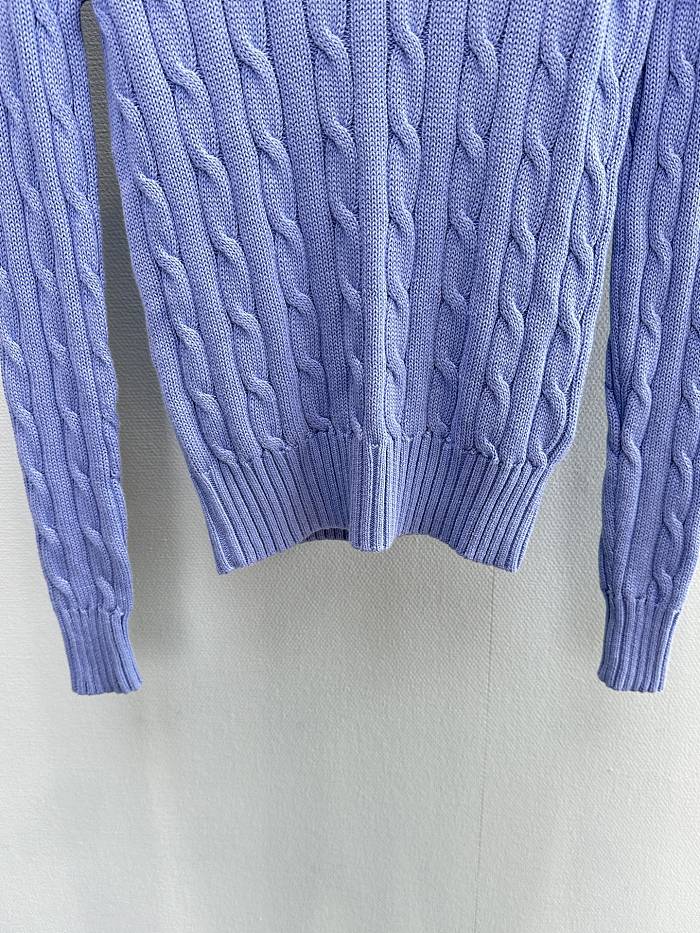 Preppy Cable Knit Crew Neck Pure Cotton Sweater