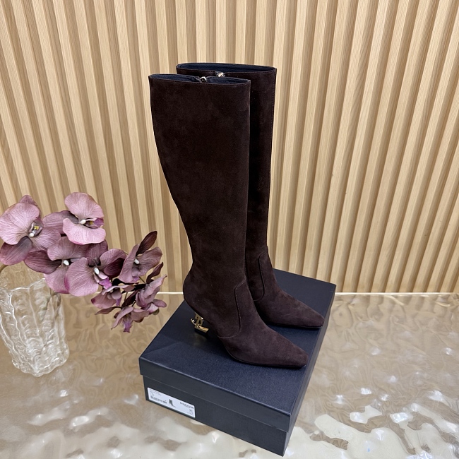 Pointed Toe Suede High Heel Boots