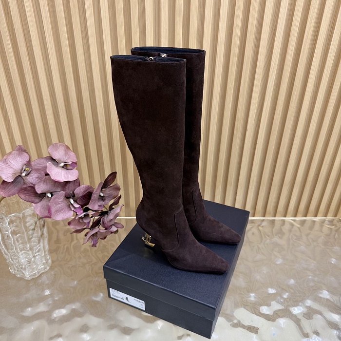 Pointed Toe Suede High Heel Boots