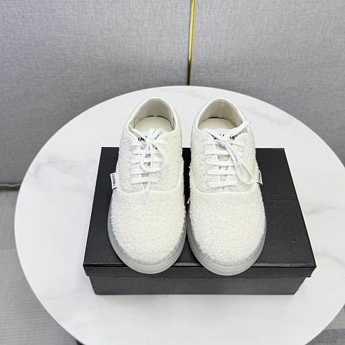 White Furry Lace Up Casual Sneakers