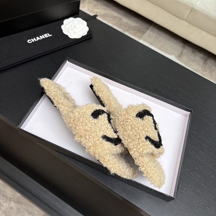 Fuzzy Faux Fur Open Toe Flat Slides