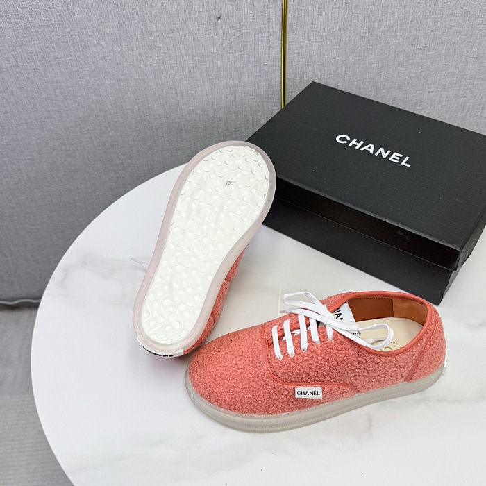 Pink Teddy Fleece Lace-Up Low-Top Sneakers