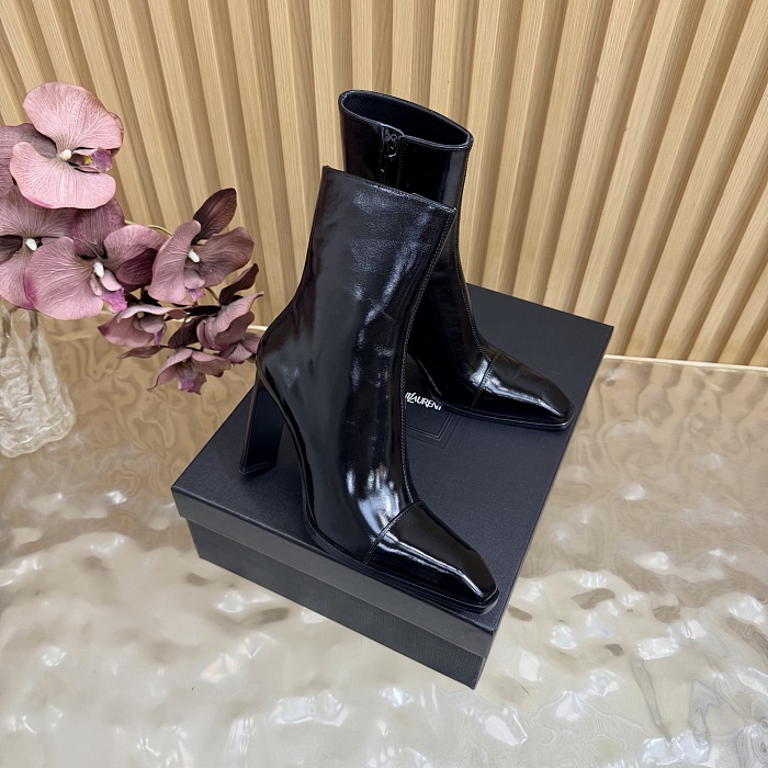Patent Leather Pointed Toe High Heel Ankle Boots