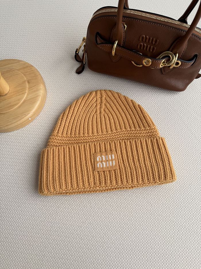 Ribbed Knit Cashmere Roll Back Beanie Hat