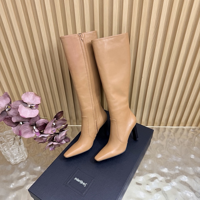 Solid Color Pointed Toe Stiletto Heeled Boots
