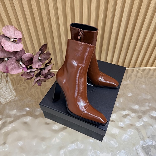 Brown Pointed Toe Side Zipper High Heel Ankle Boots