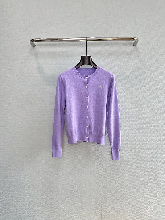 Classic Icon Detail Pima Cotton Ribbed Knit Cardigan