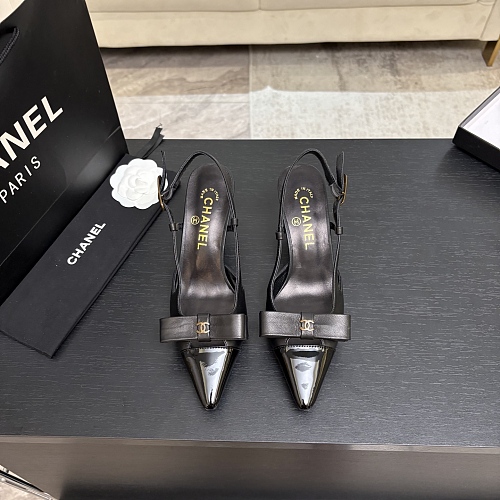 Black Pointed Toe Bow Kitten Heel Slingback Pumps