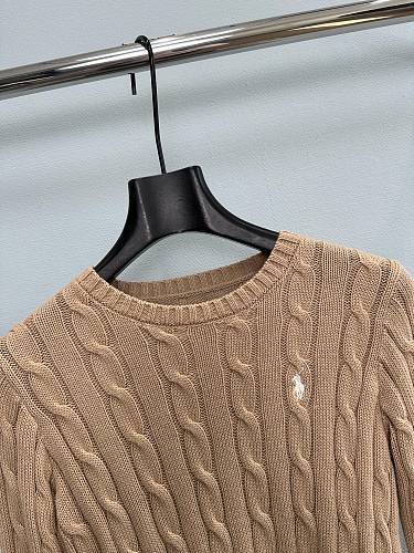Preppy Cable Knit Crewneck Pure Cotton Pullover Sweater