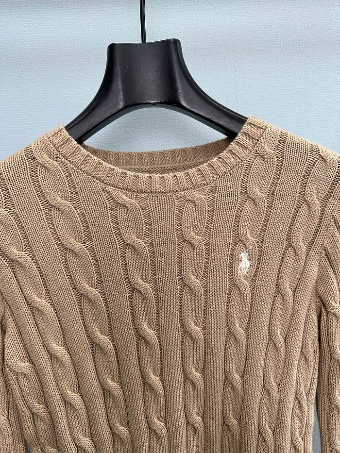 Preppy Cable Knit Crewneck Pure Cotton Pullover Sweater