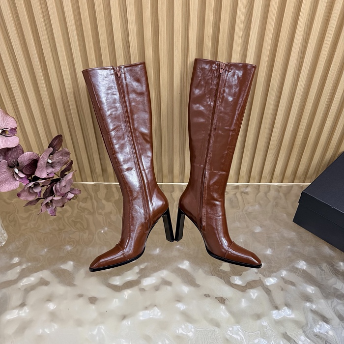 Pointed Toe High Heel Knee High Boots With Side Zipper