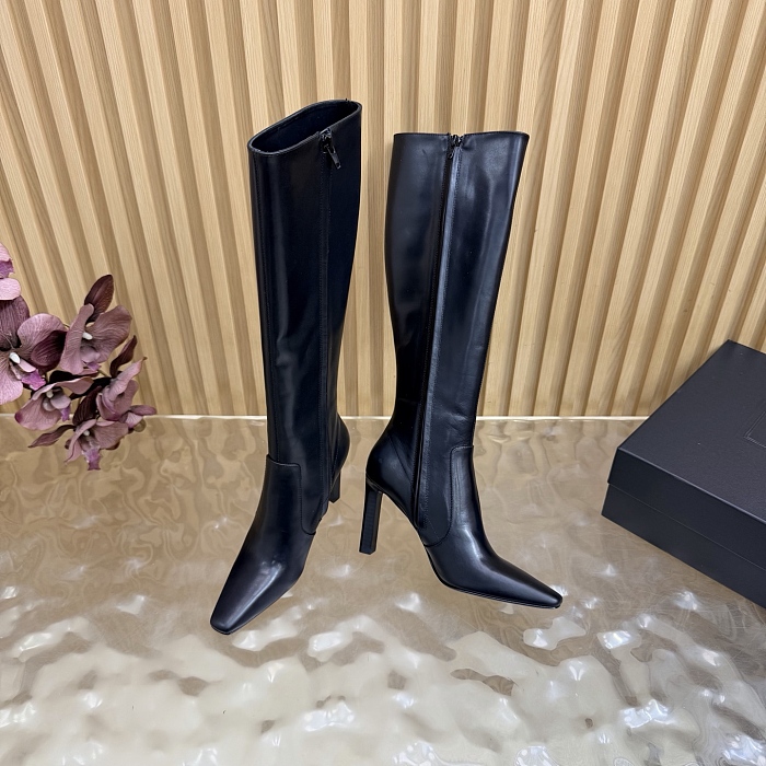 Black Pointed Toe High Heel Knee High Boots