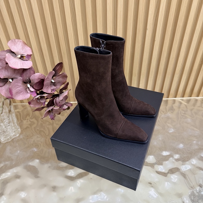 Suede Pointed Toe High Heel Ankle Boots