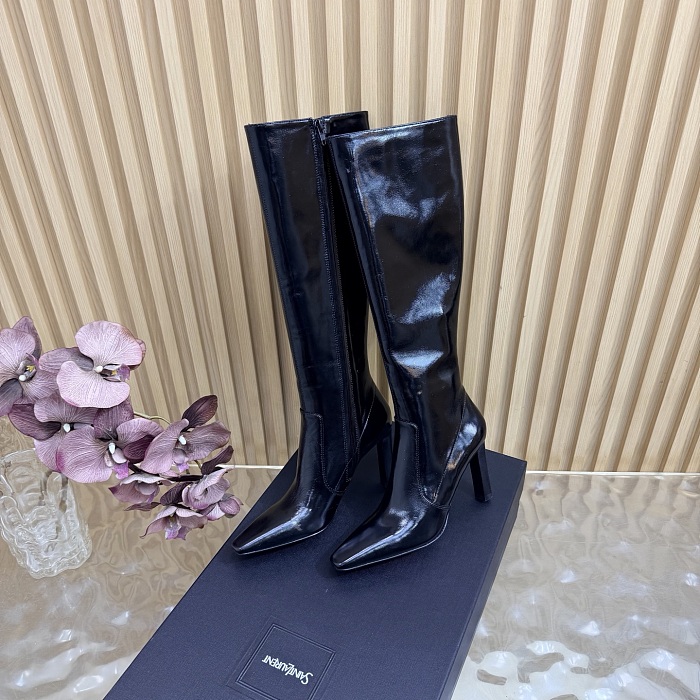 Pointed Toe High Heel Boots With Side Zip