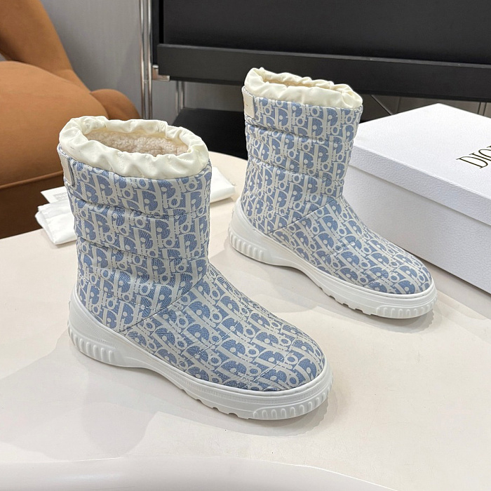 Monogram Pattern Print Fleece Lined Winter Snow Boots