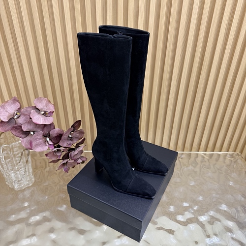 Black Suede Pointed Toe High Heel Boots