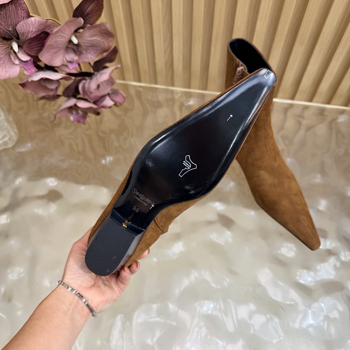 Pointed Toe Suede Ankle Boots With Side Zip
