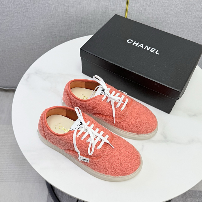 Pink Teddy Fleece Lace-Up Low-Top Sneakers