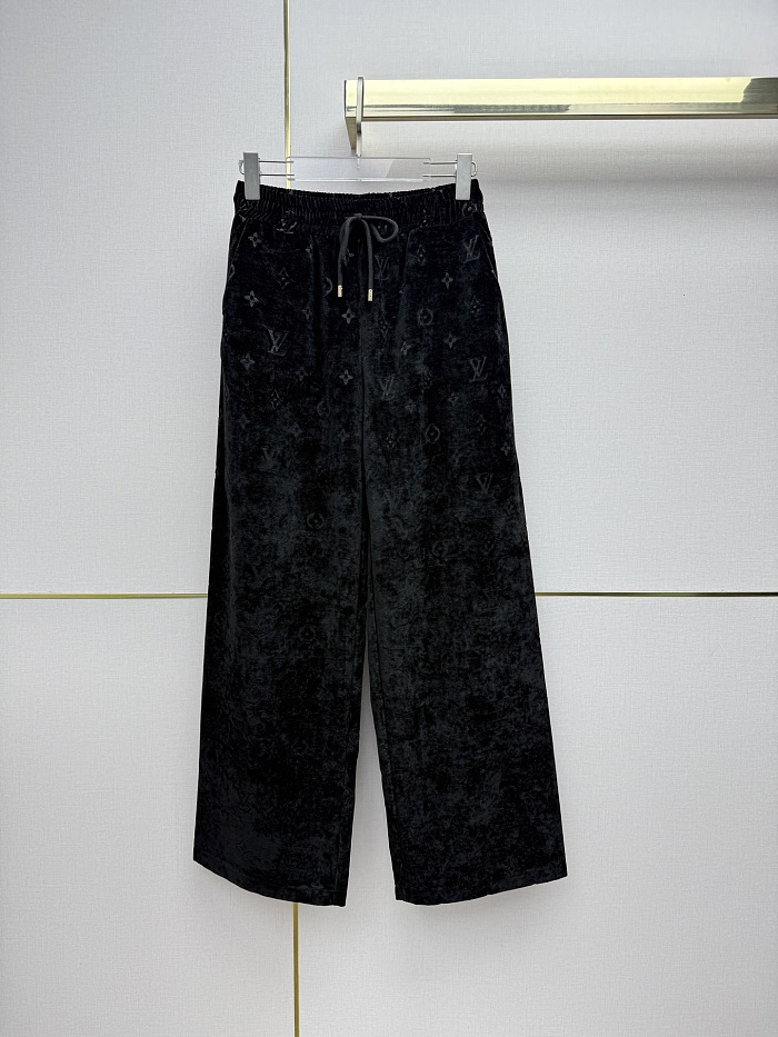 Embossed Velvet Zip Hoodie And Wide Leg Pants Set