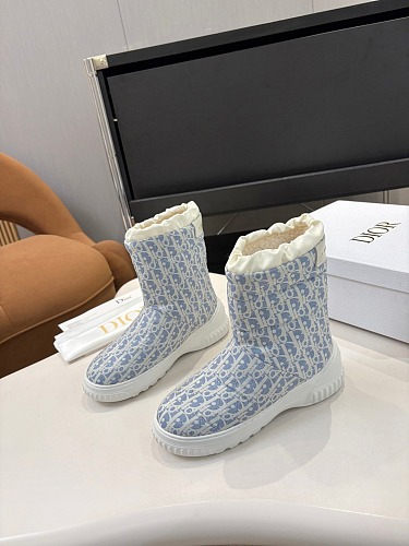 Monogram Pattern Print Fleece Lined Winter Snow Boots