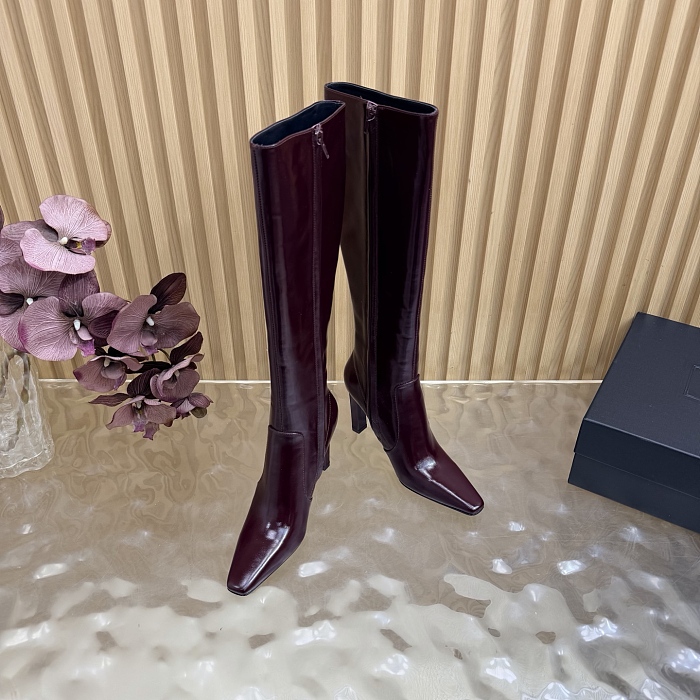 Burgundy Pointed Toe High Heel Boots
