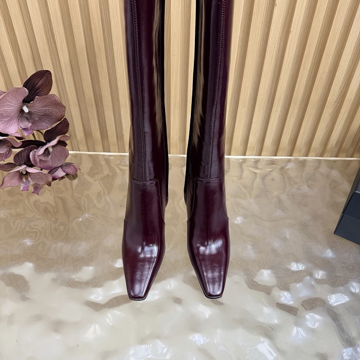 Burgundy Pointed Toe High Heel Boots