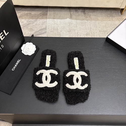 Fuzzy Shearling Flat Slides