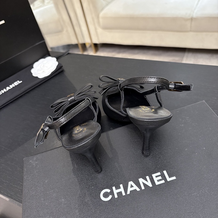 Black Pointed Toe Bow Kitten Heel Slingback Pumps