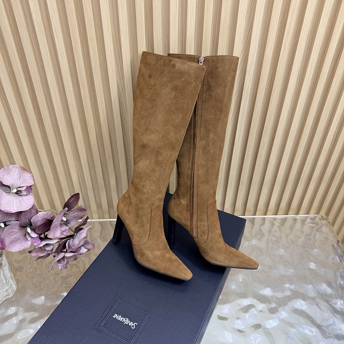Pointed Toe Suede High Heel Knee High Boots