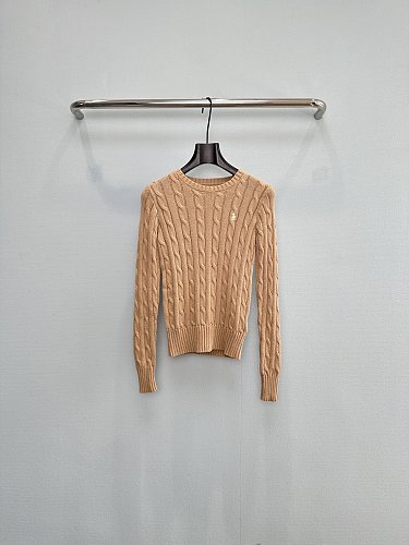 Preppy Cable Knit Crewneck Pure Cotton Pullover Sweater