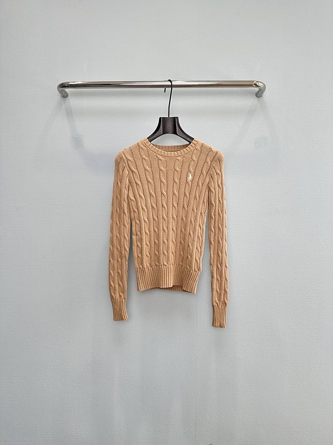 Preppy Cable Knit Crewneck Pure Cotton Pullover Sweater