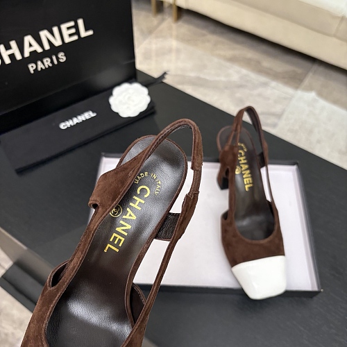 Brown Suede Contrast Cap Toe Slingback Pumps